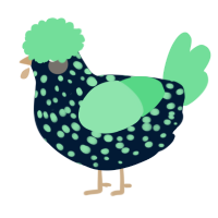 A tumblr and spring chicken with a speckle pattern