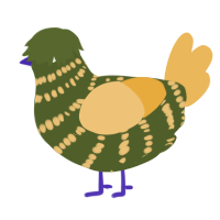 omg, a olive and honey chicken with a bar pattern