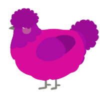 A fuchsia and plum chicken with a head pattern