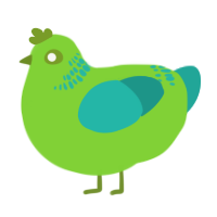 A grass and turquoise chicken with a neck-band pattern