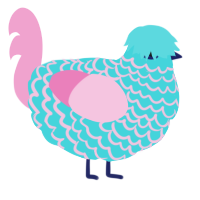 A aqua and pink chicken with a lace pattern