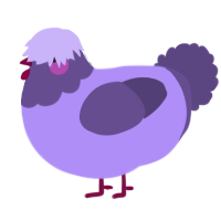 A lilac and overcast chicken with a head pattern