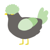 A grey and gluppy chicken