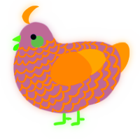 A olive and ultramarine chicken with a lace pattern