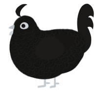A black and sable chicken with a double-lace pattern