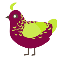 A maroon and lime chicken with a half-lace pattern