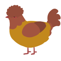 A ochre and russet chicken with a head pattern