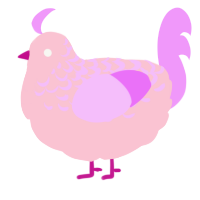 A rose and lavender chicken with a half-lace pattern