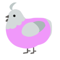 A lavender and silver chicken with a head pattern