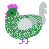 Green Eggs and Ham, a viridian and silver chicken with a double-lace pattern