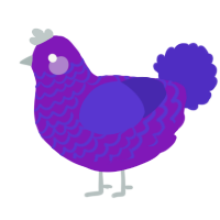 A violet and indigo chicken with a lace pattern