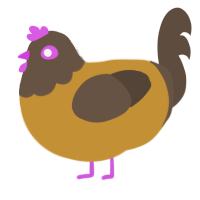 A gold and bark chicken with a head pattern