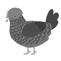 Noir, a amethyst and maroon chicken with a lace pattern