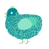 A teal and mint chicken with a double-lace pattern