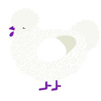 Nimbus, a white chicken with a double-lace pattern
