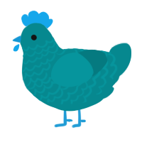 A teal chicken with a lace pattern