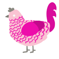 A rose and fuchsia chicken with a lace pattern