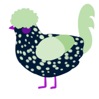 A tumblr and gluppy chicken with a speckle pattern