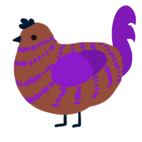 A russet and violet chicken with a bar pattern