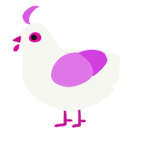 Hubba, a white and orchid chicken