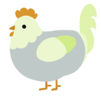 A silver and apple chicken with a head pattern