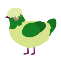 A lemon and leaf chicken with a head pattern