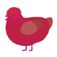 Apple, a crimson and red chicken