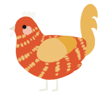 A vermilion and honey chicken with a bar pattern