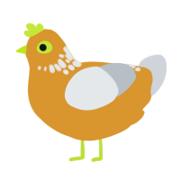 A orange and mist chicken with a neck-speckle pattern