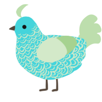 A aqua and gluppy chicken with a double-lace pattern