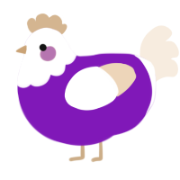 A violet and cream chicken with a head pattern