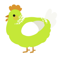 A lime and white chicken with a neck-band pattern