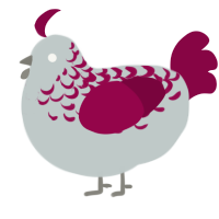 A silver and maroon chicken with a half-lace pattern