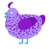 A lilac and violet chicken with a speckle pattern