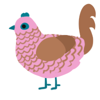 A pink and brown chicken with a lace pattern
