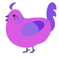 A orchid and blurple chicken with a neck-band pattern