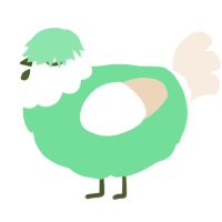 A spring and cream chicken with a head pattern