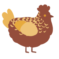 hazelnut latte, a russet and honey chicken with a half-lace pattern