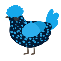 A tumblr and sky chicken with a speckle pattern