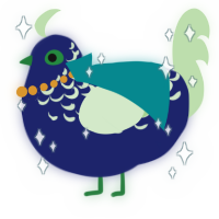 A navy and gluppy chicken with a half-lace pattern