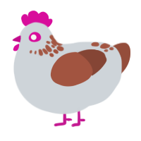 clay, a mist and russet chicken with a neck-speckle pattern