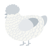 A white and mist chicken with a lace pattern