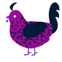 A plum and tumblr chicken with a speckle pattern