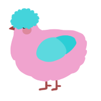 A pink and aqua chicken