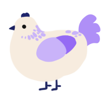 A cream and lilac chicken with a neck-speckle pattern
