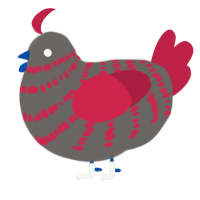 Dark NES, a grey and crimson chicken with a bar pattern
