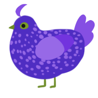 A indigo and blurple chicken with a speckle pattern
