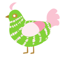 A grass and rose chicken with a bar pattern