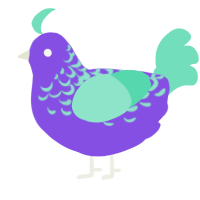 A blurple and mint chicken with a half-lace pattern