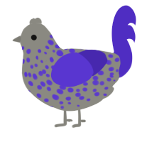 (unnamed), a ash and indigo chicken with a speckle pattern